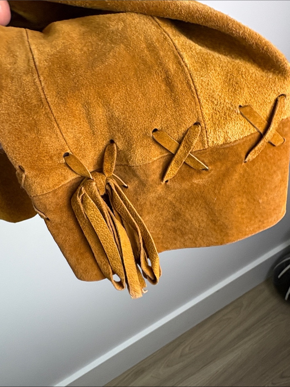 80s/90s Suede Cropped Jacket in Brown/Tan fits size L - Picture 4 of 7